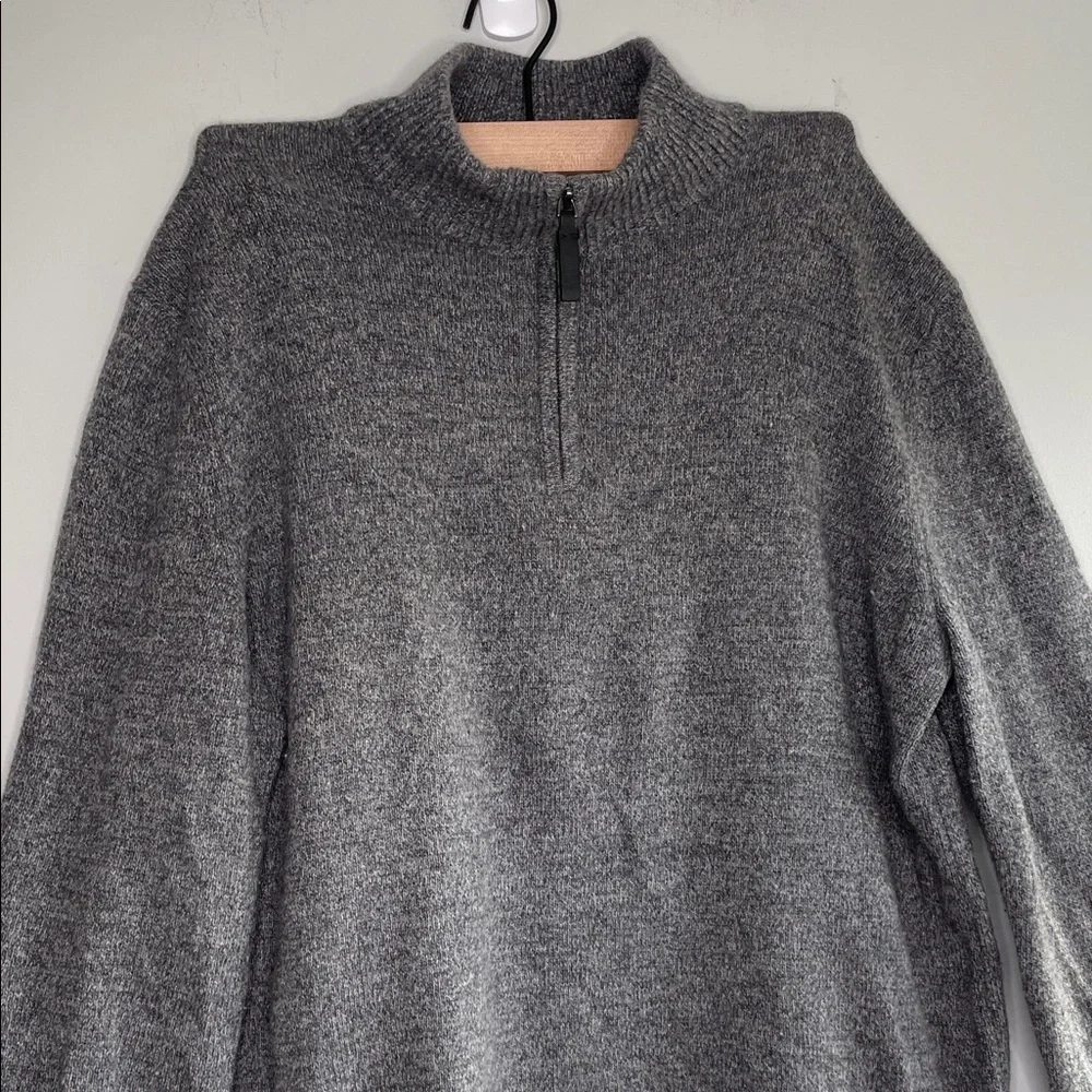 Banana Republic Men's Charcoal Zip-Up Sweater extra fine merino wool size L